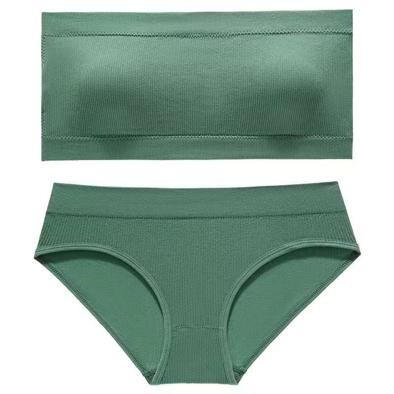 Green women's underwear set on a white background