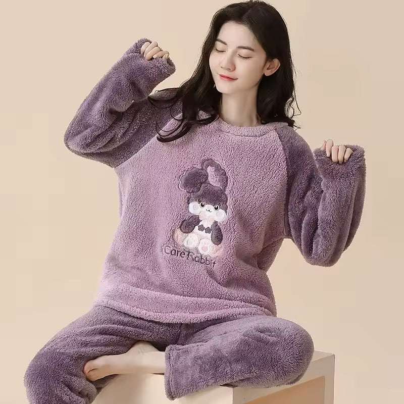 Intimate Rabbit Plush Pajama Set - Fuzzy Fleece Nightwear
