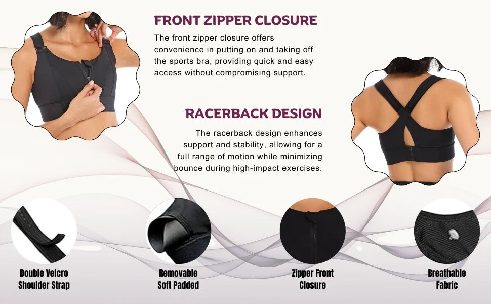 Intimate Zero-Bounce Sports Bra with Adjustable Waist and Shoulder Straps