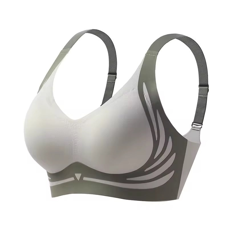 White and gray bra on a white background