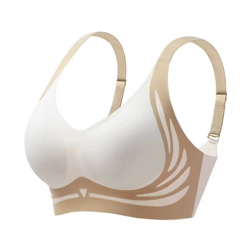 White and beige bra on a white background