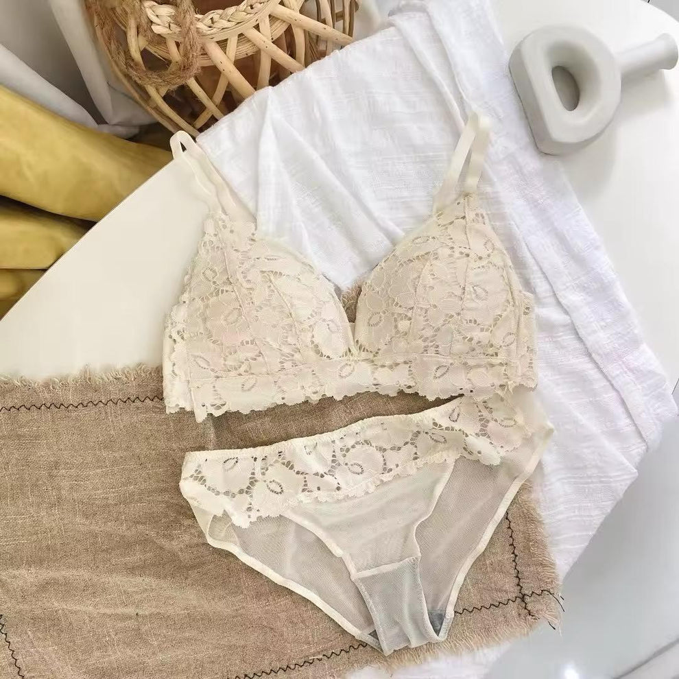 Intimate Mesh Bralette Bra Panty Set