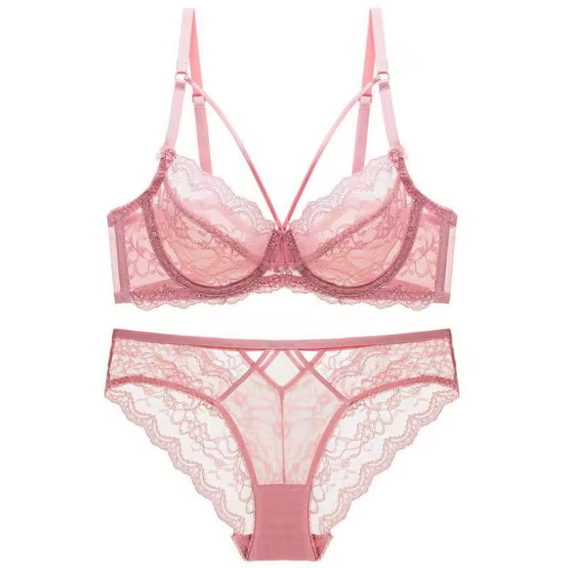 Intimate Lace Lingerie Set | Strappy Bra & Garter Panty