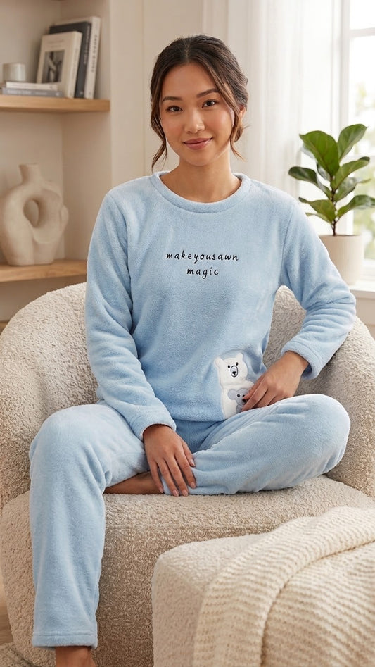 Intimate Plush Pajama Set - Fuzzy Fleece Nightwear