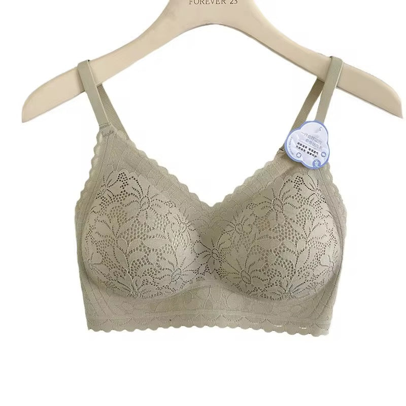 Intimate Lace Comfort Bra – Wireless Soft Cup with Back Hook Closure
