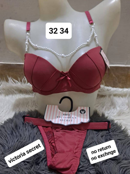 Intimate Victoria Secret Pearl Lingerie Set Bra with Thong Panty