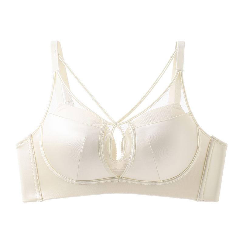 Beige bra on a white background
