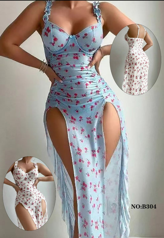 Intimate Floral Body Suit: Side Cut Nighty Lingerie