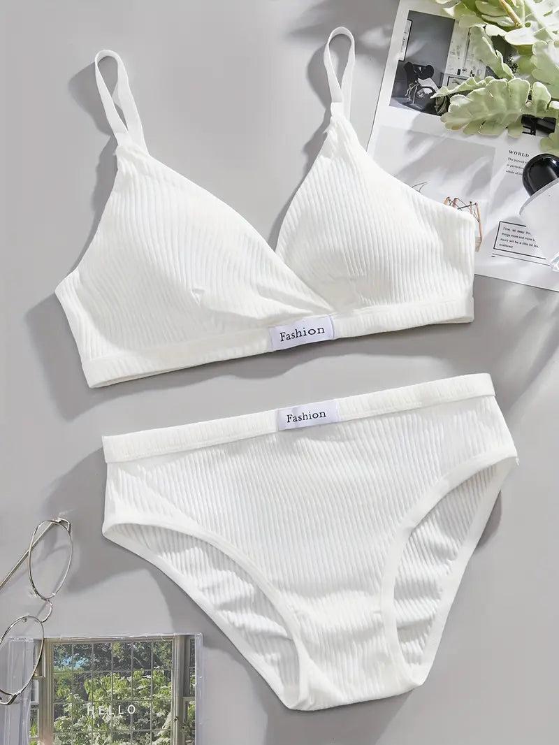 Cotton Breathable Work Out Bra Panty Set