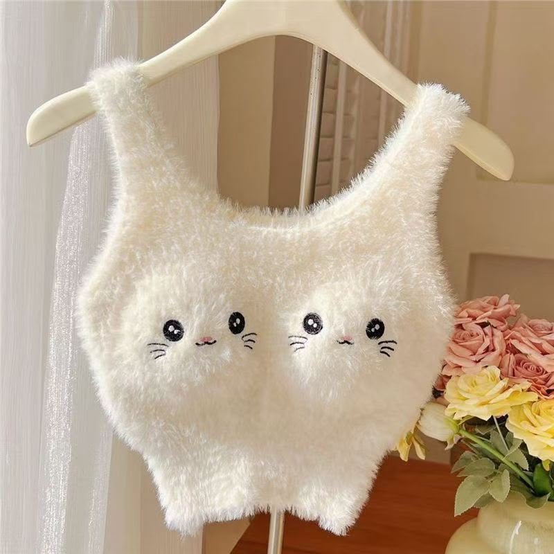 Intimate Fuzzy Bunny Crop Top Bralette